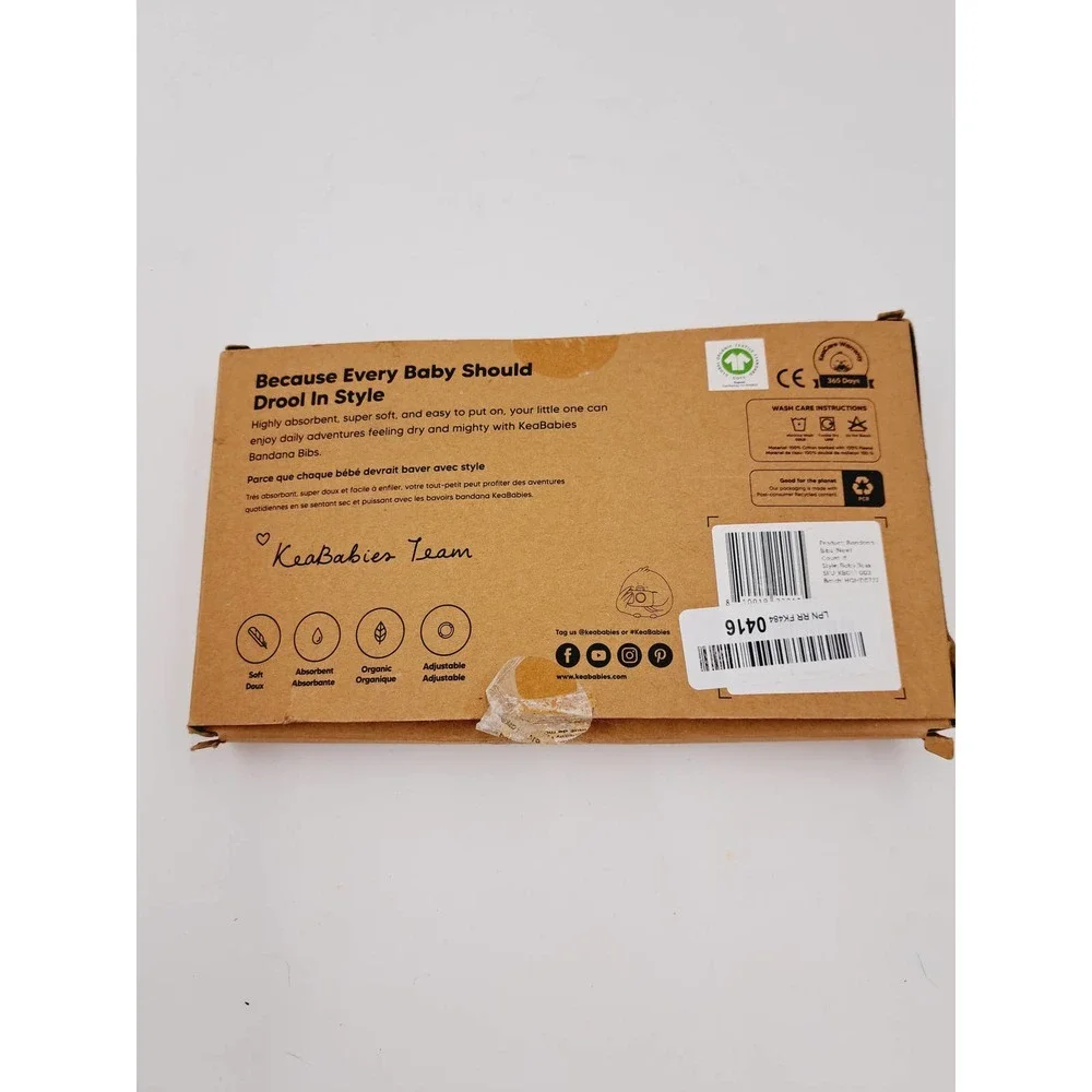 New Organic Adjustable Soft KeaBabies Bandana bibs 8 Qty Open Box for pictures